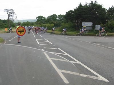 ... pack of cyclists appeared ...